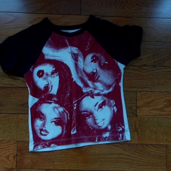 Bratz Tops - Bratz Graphic Crop Top - Red and Black